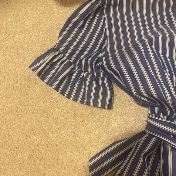 PINSTRIPE WRAP DRESS - Picture 5 of 6